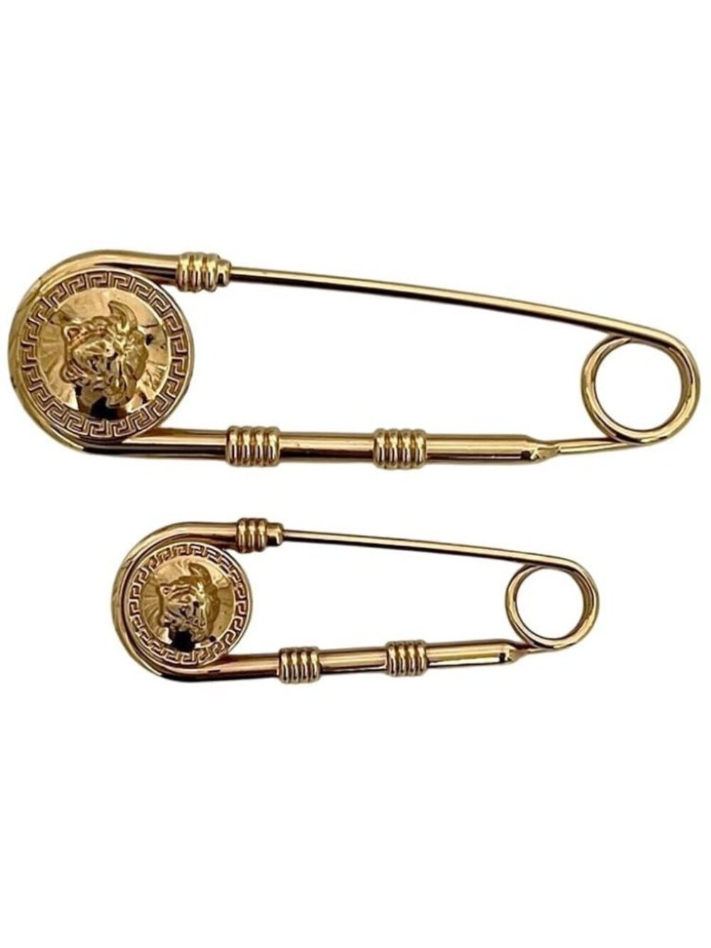 Versace Pin Brooch Medusa Set of 2 Brooches Metal Gold